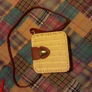 Shoulder bag jute and faux leather